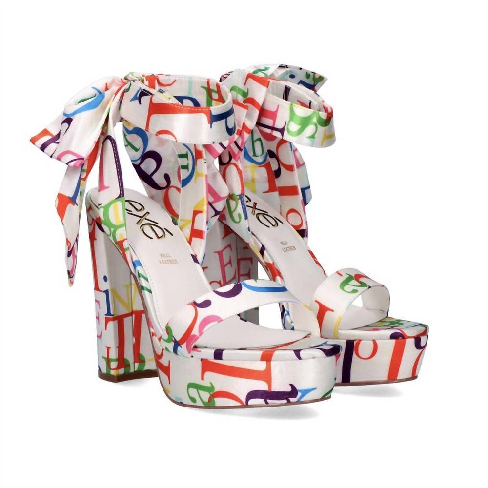 NEW EXE women's ophelia 722 high heel sandal in white multi - Picture 2 of 5